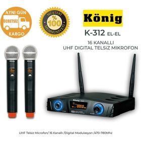 Konig K-312 Çift El 16 Kanal Uhf Telsiz Mikrofon