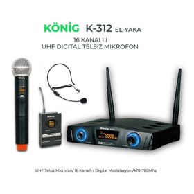 Konig K-312 Çift Yaka 16 Kanal Uhf Telsiz Mikrofon