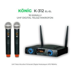 Konig K-312EE Çift El İki Kanal Uhf Telsiz Mikrofon