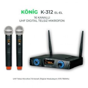 Konig K-312EE Çift El İki Kanal Uhf Telsiz Mikrofon