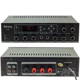 Konig K-80 80W USB-SD-Bluetooth Destekli 2 Bölgeli Trafolu Mixer Anfi