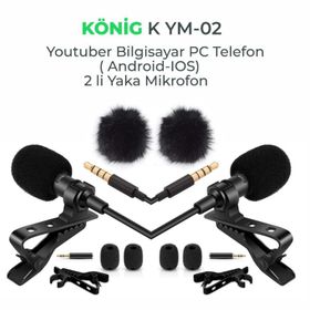 Konig K-YM02 2li Youtuber PC Telefon Yaka Mikrofonu