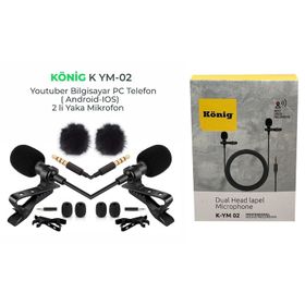 Konig K-YM02 2li Youtuber PC Telefon Yaka Mikrofonu