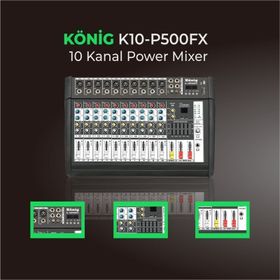 Konig K10 P-500FX 10 Ch 2x250 W Amfili Power Mikser