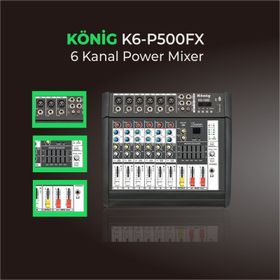 Konig K6 P-500FX 6 Ch 2x250 W Amfili Power Mikser