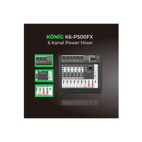 Konig K6 P-500FX 6 Ch 2x250 W Amfili Power Mikser