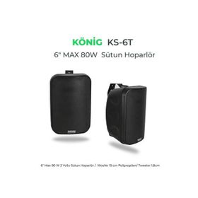 Konig KS-6T Siyah 6 inç 80 Watt Çift İki Yollu Kademeli Duvar Hoparlörü