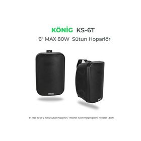 Konig KS-6T Siyah 6 inç 80 Watt Çift İki Yollu Kademeli Duvar Hoparlörü