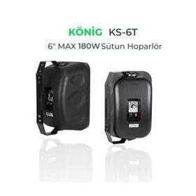 Konig KS-6T Siyah 6 inç 80 Watt Çift İki Yollu Kademeli Duvar Hoparlörü