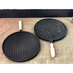 KONTEF Siyah 36 cm Döküm Çift Taraflı Gözleme / Izgara Tavası