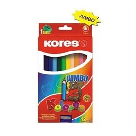 Kores Jumbo 12'li Üçgen + Kalemtraş Kuru Boya
