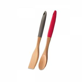 Korkmaz A566-01 Natura Ahşap Kırmızı Kaşık ve Spatula Seti