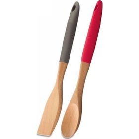 Korkmaz A566-01 Natura Ahşap Kırmızı Kaşık ve Spatula Seti