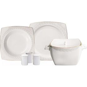 Korkmaz A8451 60 Parça Kare Porselen Yemek Takımı
