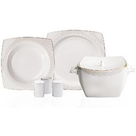 Korkmaz A8451 60 Parça Kare Porselen Yemek Takımı