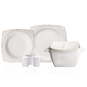 Korkmaz A8451 60 Parça Kare Porselen Yemek Takımı