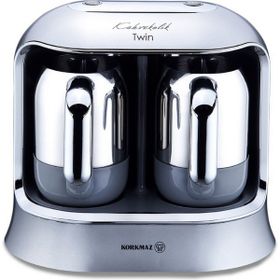 Korkmaz A861-06 Kahvekolik Twin Inox Krom Kahve Makinesi