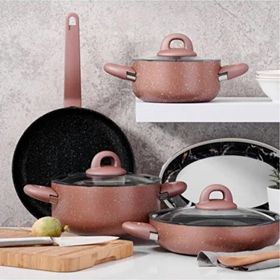KORKMAZ Bella Granit Rosegold 7 Parça Tencere Seti