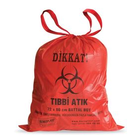 Koroplast 100 Adet Büzgülü Battal Boy Kırmızı Tıbbi Atık Torbası