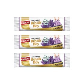 Koroplast 10'lu 65x70 cm Koku Hapseden Lavanta Büzgülü Büyük Boy Çöp Torbası (3 adet)