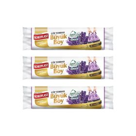 Koroplast 10'lu 65x70 cm Koku Hapseden Lavanta Büzgülü Büyük Boy Çöp Torbası (3 adet)