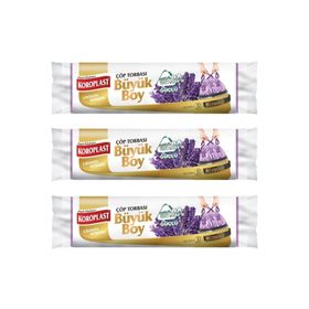 Koroplast 10'lu 65x70 cm Koku Hapseden Lavanta Büzgülü Büyük Boy Çöp Torbası (3 adet)