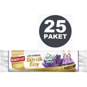 Koroplast 10'lu 65x70 cm Koku Hapseden Lavanta Büzgülü Büyük Boy Çöp Torbası (3 adet)