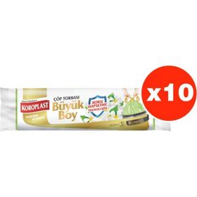 Koroplast 10'lu 65x70 cm Koku Hapsetmeli Büyük Boy Yasemin Kokulu Büzgülü Çöp Torbası