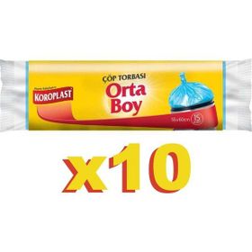 Koroplast 15'li 55x60 cm Güçlü Orta Çöp Poşeti (3 adet)