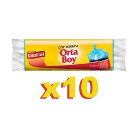 Koroplast 15'li 55x60 cm Güçlü Orta Çöp Poşeti (3 adet)