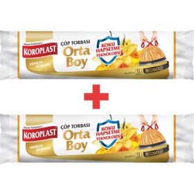 Koroplast 15'li Büzgülü Vanilyalı Orta Boy Çöp Poşeti (2 adet)