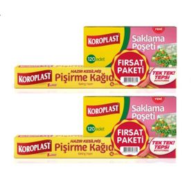Koroplast 16'lı Pişirme Kağıdı + 2x120'li Orta Boy Saklama Poşeti