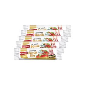 Koroplast 65x70 cm Ekstra Güçlü Çilek Büzgülü Büyük Boy Çöp Torbası (5 adet)