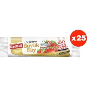 Koroplast 65x80 cm Büzgülü 10'lu Çilek Kokulu Büyük Çöp Torbası (10 adet)