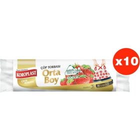Koroplast Ekstra Güçlü 15'li 55x60 cm Çilek Büzgülü Orta Boy Çöp Poşeti (3 adet)
