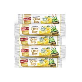 Koroplast Ekstra Güçlü 15'li 55x60 cm Limon Büzgülü Orta Boy Çöp Poşeti (10 adet)