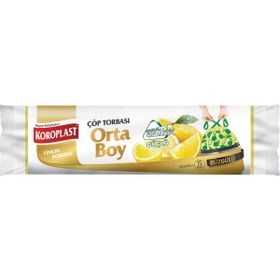 Koroplast Ekstra Güçlü 15'li 55x60 cm Limon Büzgülü Orta Boy Çöp Poşeti (10 adet)