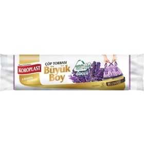 Koroplast Ekstra Güçlü Lavanta Büzgülü Büyük Boy 10'lu 25 Rulo Çöp Torbası