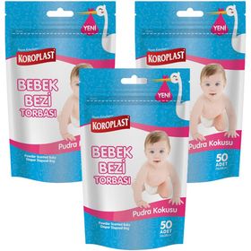 Koroplast Pudra Kokulu 3 Adet Bebek Bezi Torbası