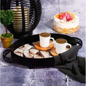 Kosova 1994-52 Orta Siyah Oval Açık 35 cm Kahve Tepsi