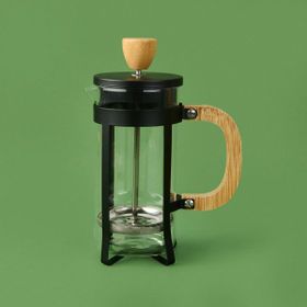 Kosova 350 ml Siyah Açık Kahverengi Şeffaf Bambu French Press