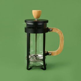 Kosova 350 ml Siyah Açık Kahverengi Şeffaf Bambu French Press