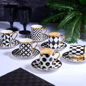 Kosova Black Pattern 6'lı 200 cc Nescafe Takımı