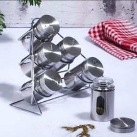 Kosova CAM-432 6'lı Piramit Metal Baharatlık Seti