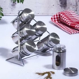 Kosova CAM-432 6'lı Piramit Metal Baharatlık Seti