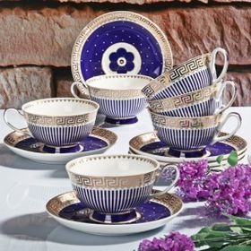 Kosova FNC-07 6'lı Altın Yaldızlı Lüx Bone China Kahve Fincan Takımı