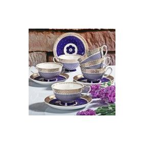 Kosova FNC-07 6'lı Altın Yaldızlı Lüx Bone China Kahve Fincan Takımı