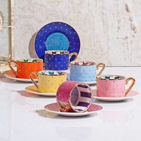 Kosova FNC-07 6'lı Altın Yaldızlı Lüx Bone China Kahve Fincan Takımı