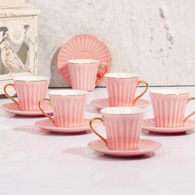 Kosova FNC-07 6'lı Altın Yaldızlı Lüx Bone China Kahve Fincan Takımı