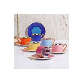 Kosova FNC-07 6'lı Altın Yaldızlı Lüx Bone China Kahve Fincan Takımı